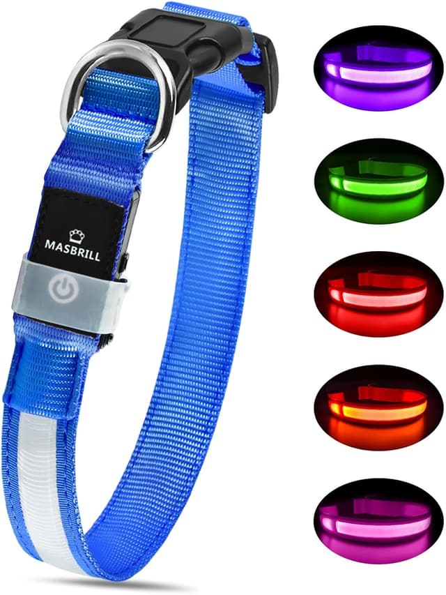 Thumbnail 6 de MASBRILL leuchtendes, aufladbares LED-Hundehalsband (wasserdicht) mit 3 Modi – Rosa, S