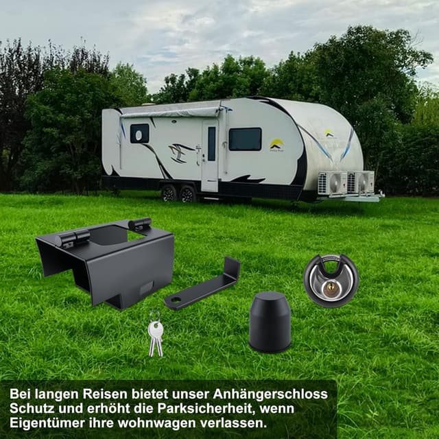 Detalle de Homvvi Anhängerschloss mit Rundschloss (Kastenschloss) für Anhänger & Deichsel