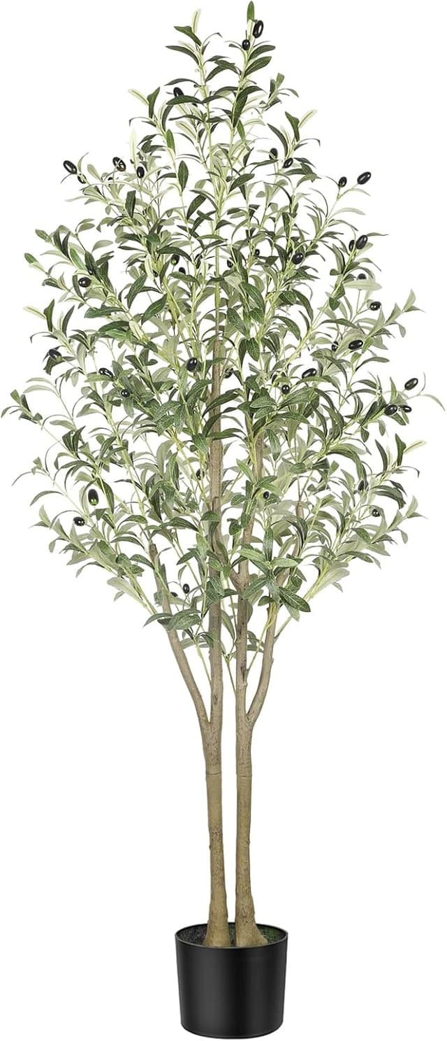 Detalle de Alupssuc 5FT Artificial Olive Tree (150cm) – faux olive plant with lifelike leaves and adjustable branches for indoor & outdoor decor