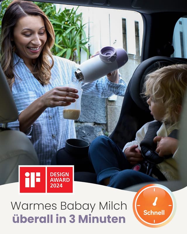 Thumbnail 5 de GROWNSY tragbarer Flaschenwärmer für unterwegs mit 10.000-mAh-Akku (600 ml, Altrosa)