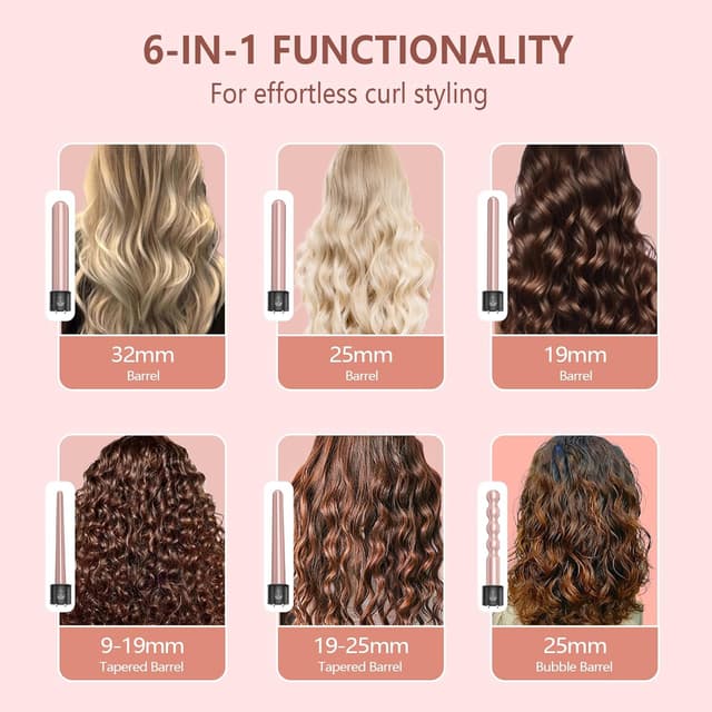 Detalle de Lockenstab-Set NWOUIIAY 6-in-1 mit LCD & keramischer Beschichtung (80–230 °C)