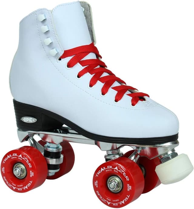 Detalle de Epic Skates Classic White Roller Skates with Red Wheels