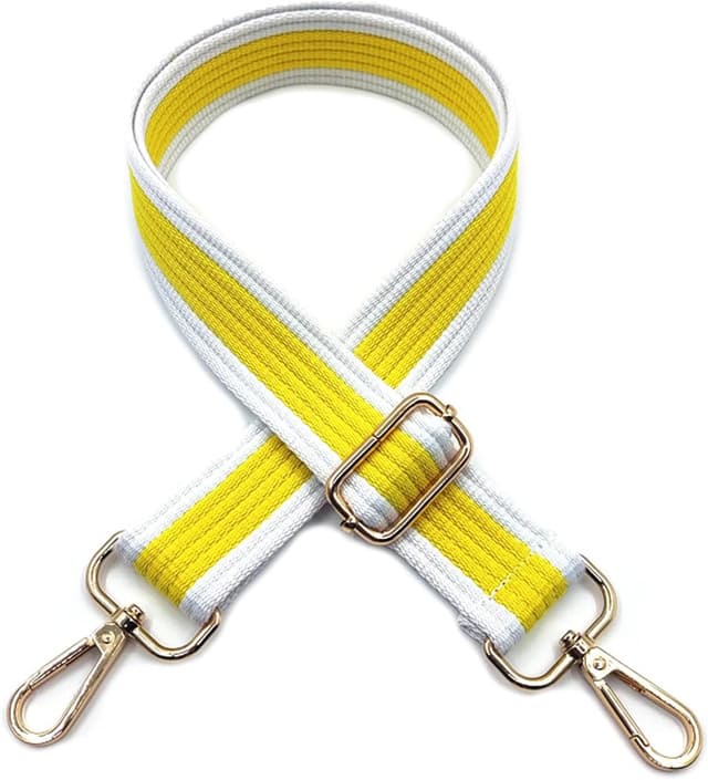 Detalle de Yudawang verstellbarer Taschengurt zum Wechseln (3,8 cm) mit Karabiner, Weiß-Braun – Schulterriemen für Damen