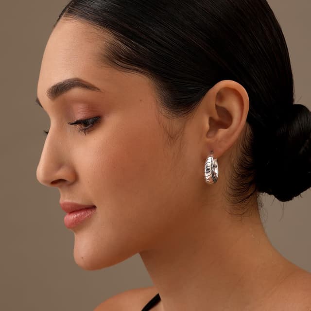 Detalle de LeCalla 925 Sterling-Silber filigrane Creolen mit Click-Top-Verschluss (antik oxidiert)