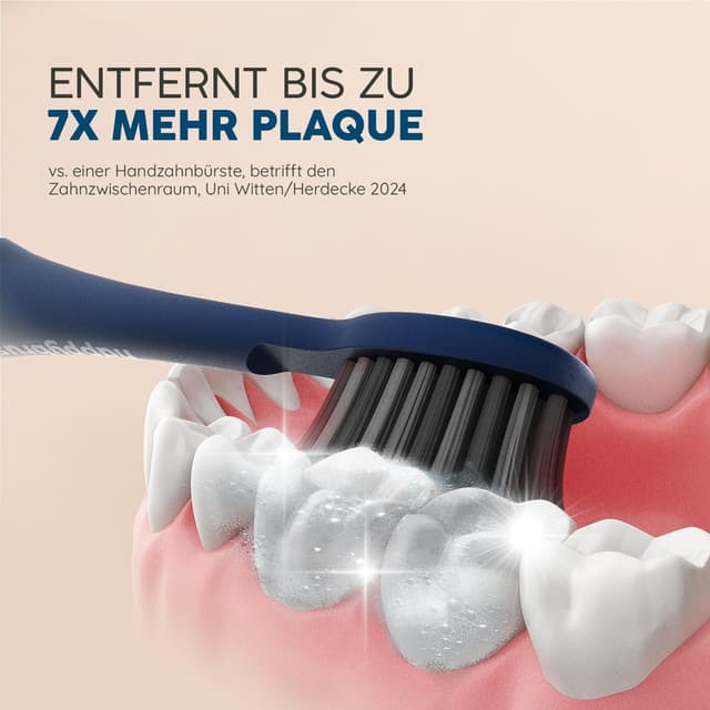 Detalle de happybrush® Schallzahnbürste Eco Vibe 3 – elektrische Ultraschall-Zahnbürste mit 8-Wochen-Akku