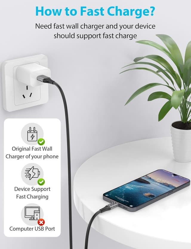 Detalle 2 de USB C charger cable 9m 3A fast charge