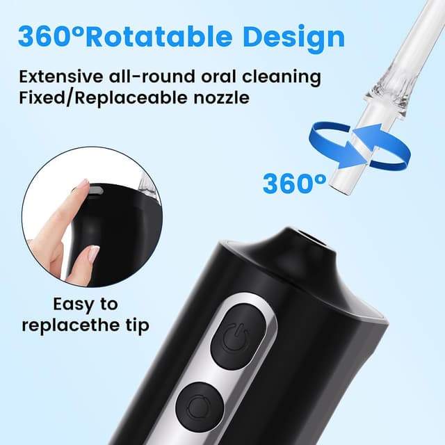 Detalle de Zephis Cordless Water Flosser with 4 Modes, 4 Jet Tips & IPX7 Waterproof Tank