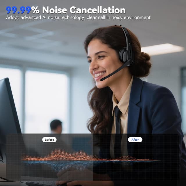 Detalle 2 de LEVN Wireless Headset with Mic for Work