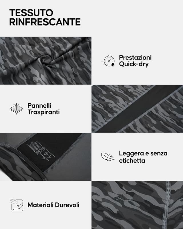 Detalle de DANISH ENDURANCE Maglia compressione uomo a maniche corte (2 pezzi) traspirante quick-dry per running, palestra e ciclismo