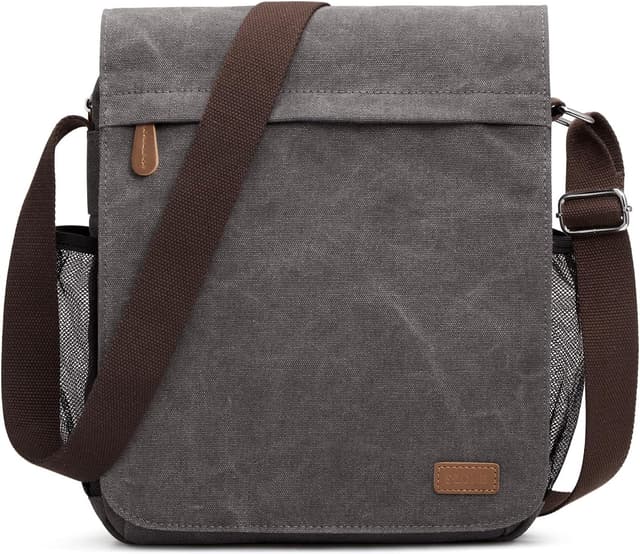 Detalle de S-ZONE Homme sac à bandoulière 15,6 pouces en toile vintage : sac messager pour ordinateur portable