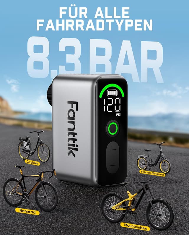 Thumbnail 6 de Fanttik X10 Ace Tiny Fahrradpumpe 120 PSI