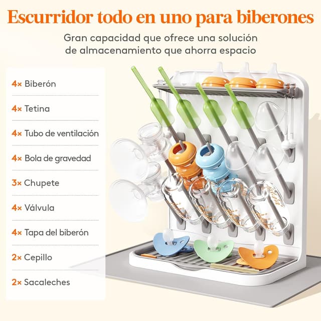 Detalle 2 de Lifewit Escurridor Grande para Biberones 27,9×15,8×33 cm