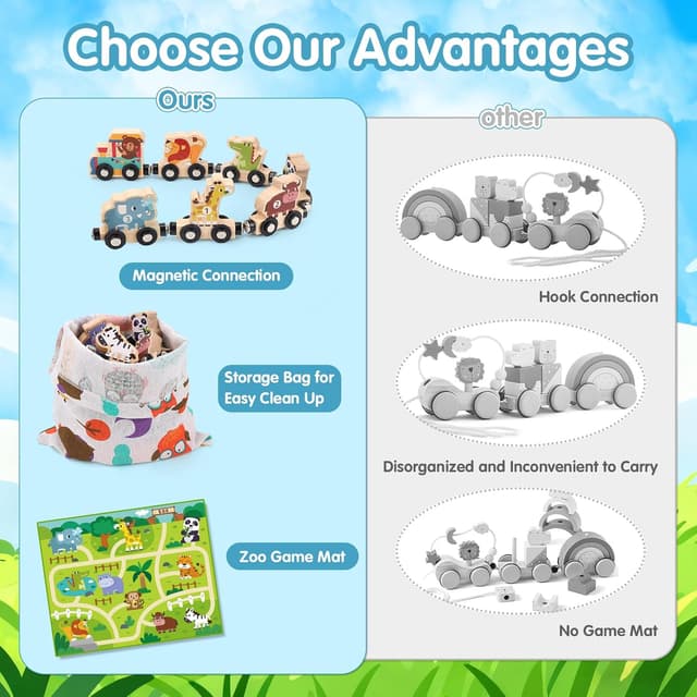 Thumbnail 4 de Montessori Magnetic Wooden Train Set for Age 1+ 🚂