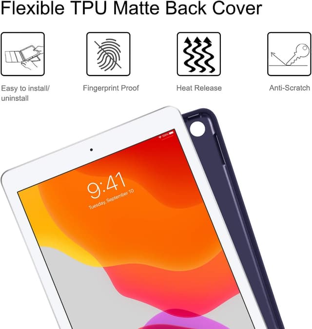 Detalle de FINTIE Tastatur Hülle für iPad 10.2 Zoll (9./8./7. Gen.) mit QWERTZ, Pencil-Halter und magnetischer Tastatur – Marineblau