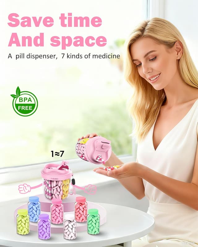 Thumbnail 5 de Cute Pill Organizer 7-Compartment Pill Box ๐
