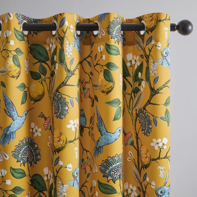 Detalle de Topfinel Mustard Yellow Vintage Curtains 84 in 🏠