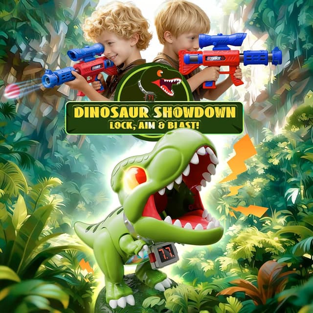 Thumbnail 2 de Realistic Dinosaur Moveable Shooting Toys 2-pack