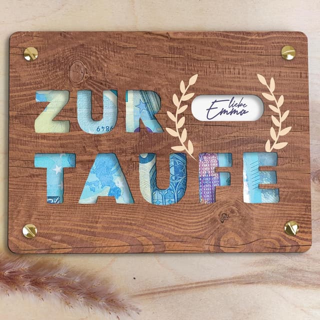 Thumbnail 4 de XL Geldkarte aus Holz zur Taufe 20x15 cm