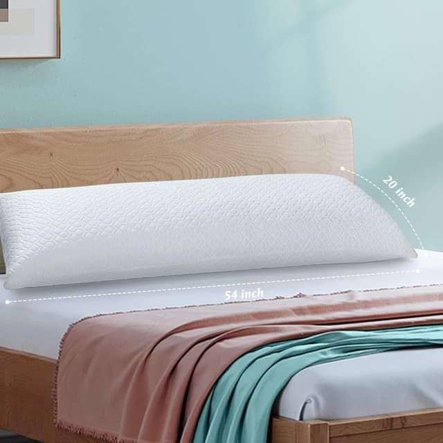 Detalle de Rainmr Shredded Memory Foam Full Body Pillow (20 x 54 inches) for Side Sleepers