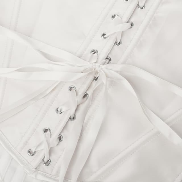 Detalle 2 de SCARLET DARKNESS Corset Renaissance vintage pour femme en satin noir, à lacets (style renacentiste)