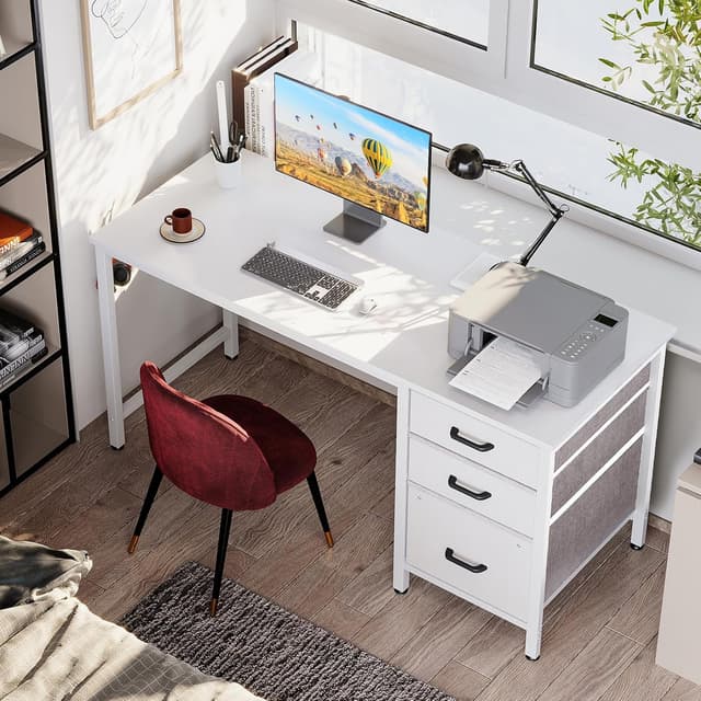 Thumbnail 6 de Coleshome Computer Desk with Drawers (120×48cm) with Reversible Storage
