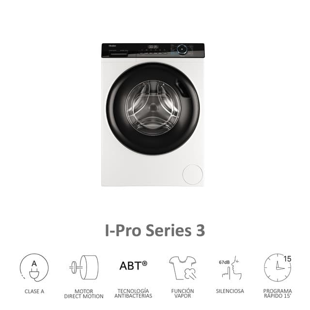 Detalle 2 de Haier HW90-B14939-IB Lavadora 9 kg 💧 I-Pro Series 3