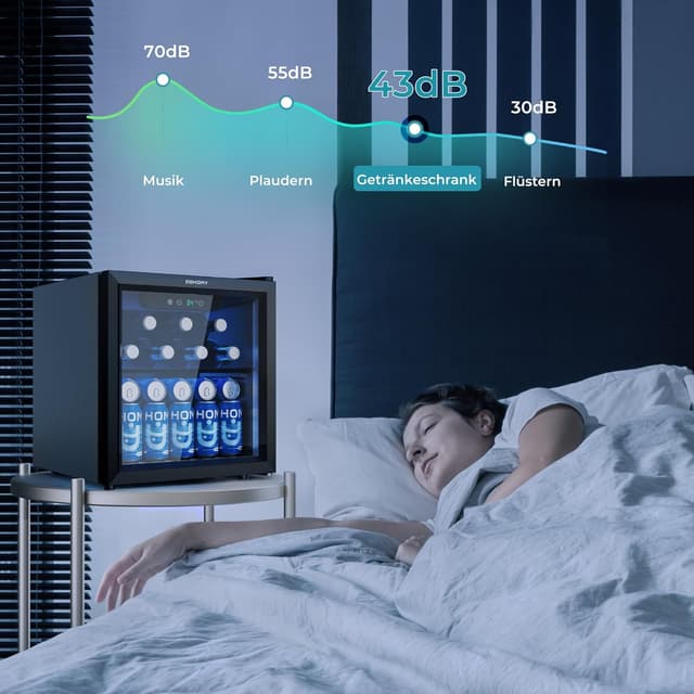 Thumbnail 6 de EUHOMY Getränkekühlschrank mit Glastür, 36 l für bis zu 55 Dosen, 43 dB, schwarz