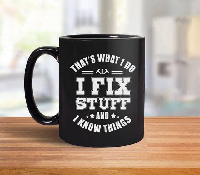Detalle 1 de DasyFly “I Fix Stuff” Funny Mug for Men (11oz) – Ceramic Coffee Cup Gift for Dad, Grandpa or Uncle