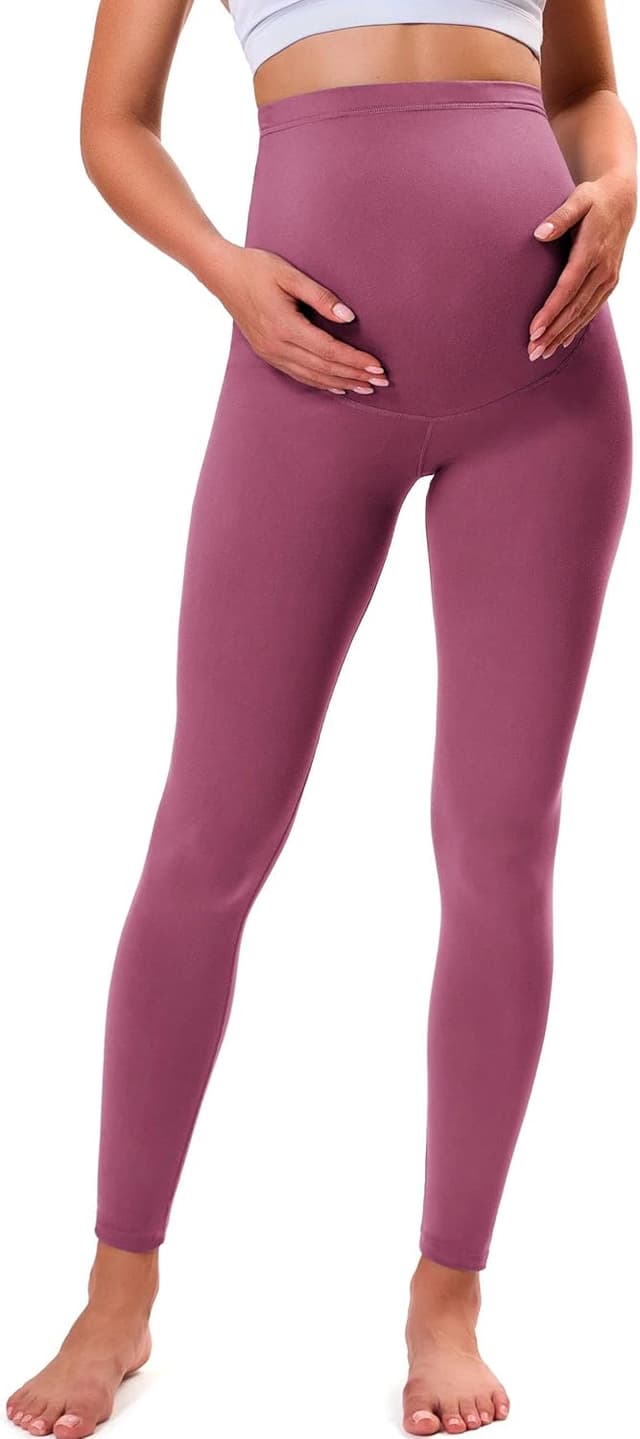 Detalle de VALANDY Creamlush maternity leggings over the bump with adjustable high waist belly support