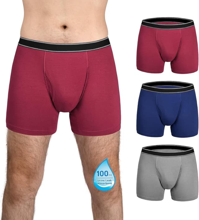 Detalle de Culotte d’incontinence homme lavable TIICHOO (lot de 3) en coton, anti-fuite – jusqu’à 100 ml