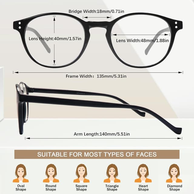 Thumbnail 5 de ZONLON 5 Pack Retro Reading Glasses 5pcs