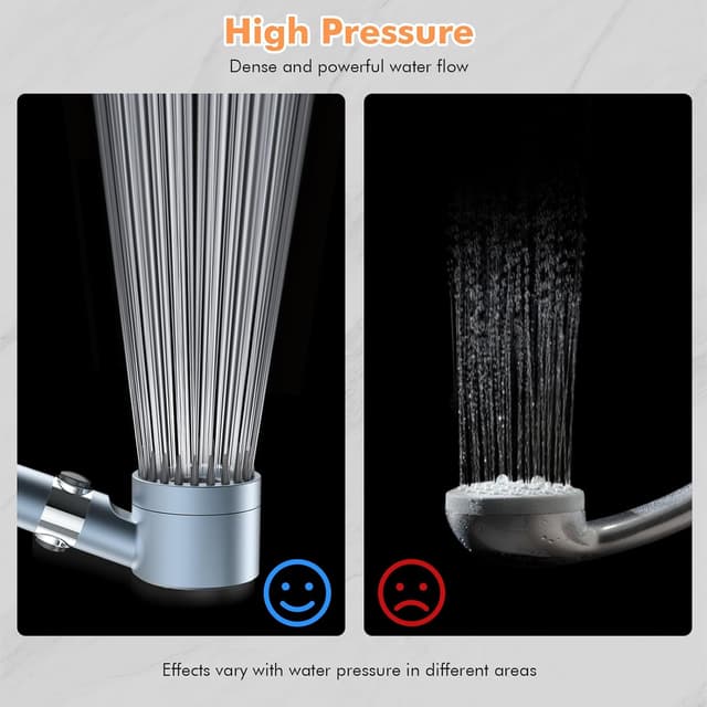 Detalle de MEKO Hard Water Filter Shower Head with 15-Stage Filter and 3+1 Spray Modes (Blue) + 1.5m Hose