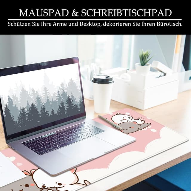 Detalle 2 de VYEUIAO XL Gaming-Mauspad mit Katzenmotiv (800 x 300 mm) als große Schreibtischunterlage