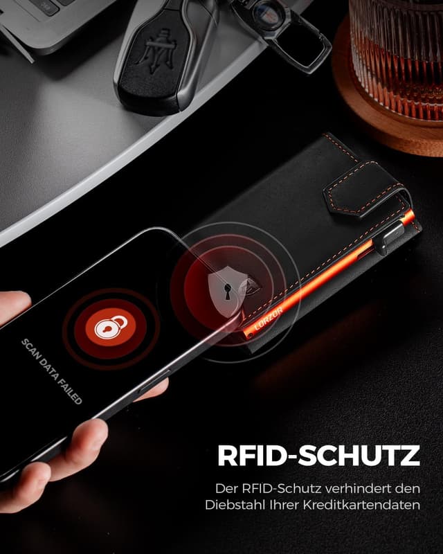 Thumbnail 5 de LORZOR Kartenetui Slim Wallet 10 Karten 🔒