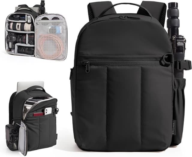 Detalle de bagsmart Kamerarucksack wasserdicht mit 13,6-Zoll-Laptopfach für DSLR & Outdoor-Fotografie