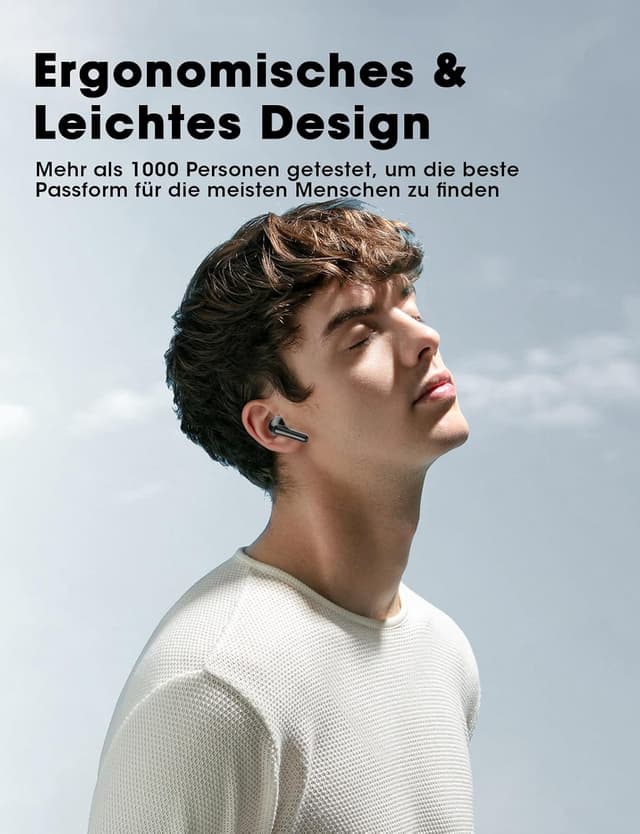 Detalle de ZZU 2026 Bluetooth In-Ear-Kopfhörer kabellos (Bluetooth 5.4, 4× ENC Mikrofone, IPX7) – mit LED & bis zu 48 Std. Spielzeit