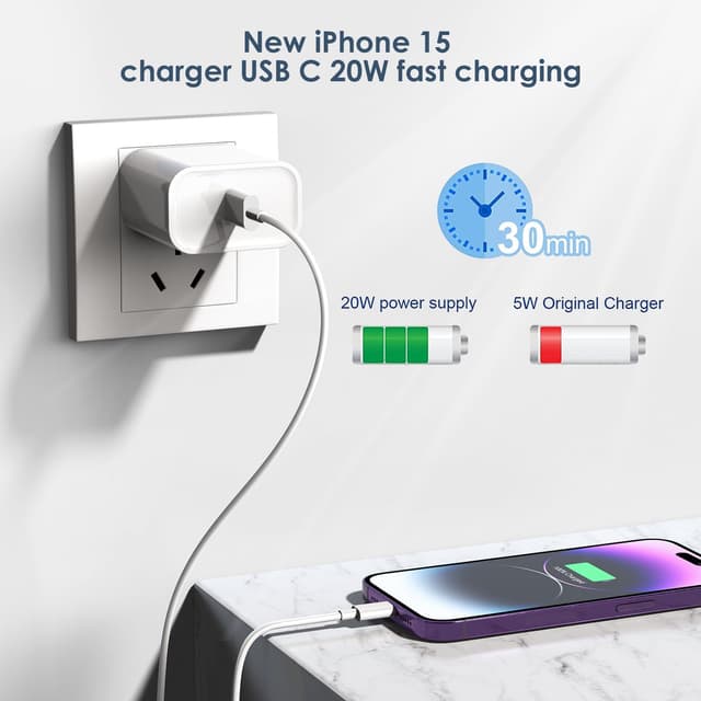 Detalle 2 de 20W Fast Charger 2Pack USB‑C for iPhone 17