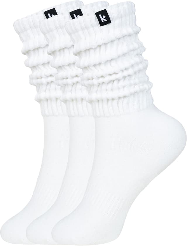 Detalle de Kamo Fitness Cozy 3-Pair Pack Scrunch Long Crew Socks for Women (Size 5-9)