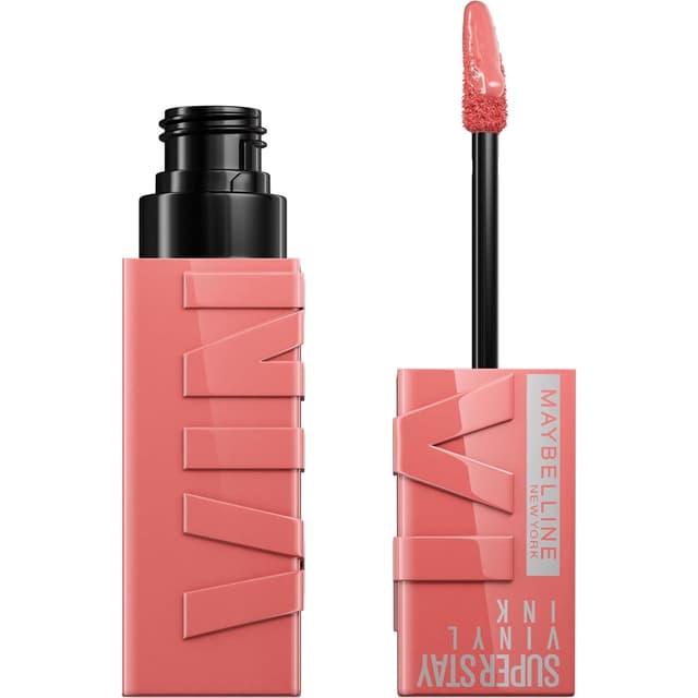 Detalle de Maybelline New York Super Stay Vinyl Ink flüssiger Lippenstift Nr. 100 Charmed (4,2 ml) – glänzendes Finish mit bis zu 16 Stunden Halt