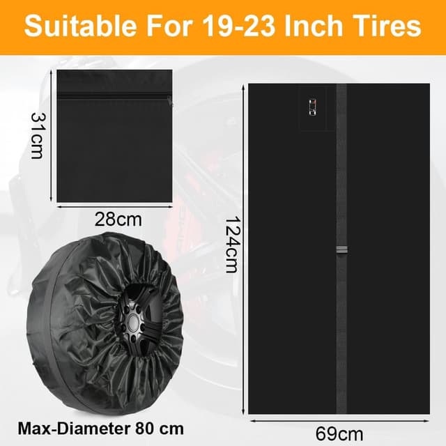 Detalle de Adiwo Car Spare Tyre Covers 4 Pack (19–23 IN tyre bag set) – waterproof wheel protection covers