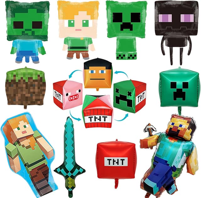 Detalle 2 de Milygobam 67 PCS MC Birthday Decorations Kit with “Happy Birthday” banner, cake toppers, foil balloons and tableware