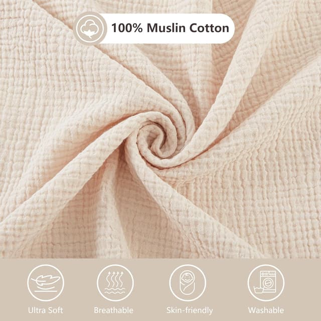 Detalle de Muslin Moses Basket Sheets 2 Pack (100% Cotton) – Cream Star fitted crib/bassinet sheets, 83x43cm