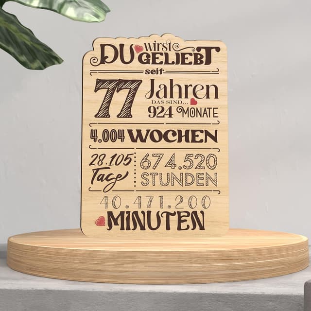 Detalle 2 de Karte zum 77. Geburtstag aus Holz