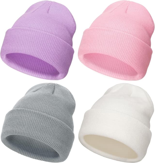 Detalle de DRESHOW Kids Toddler Beanie Winter Hats (Soft Knit) for 3 Months–6 Years – Double-Layer Polyester Warm Cap