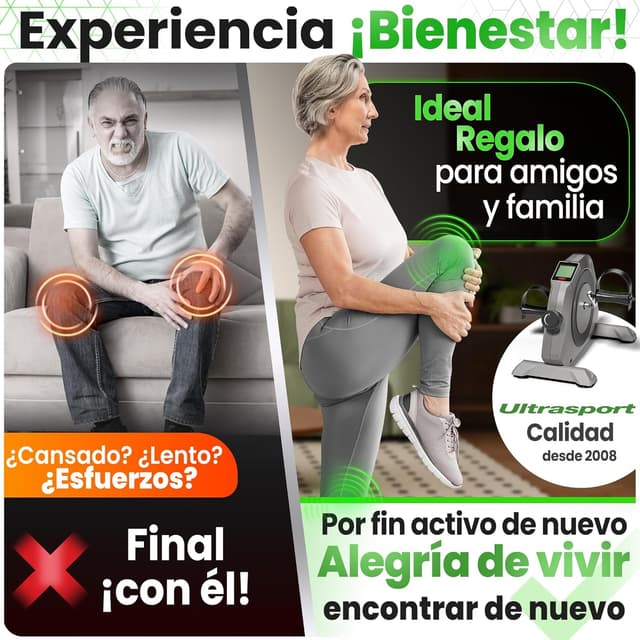 Detalle 2 de Ultrasport Mini Bicicleta Estática Compacta para Personas Mayores