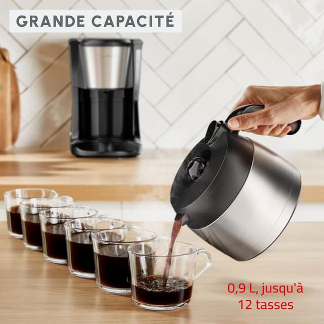 Detalle 2 de Moulinex Subito FT5S0DE0 – cafetière filtre avec verseuse isotherme (0,9 L, 12 tasses)