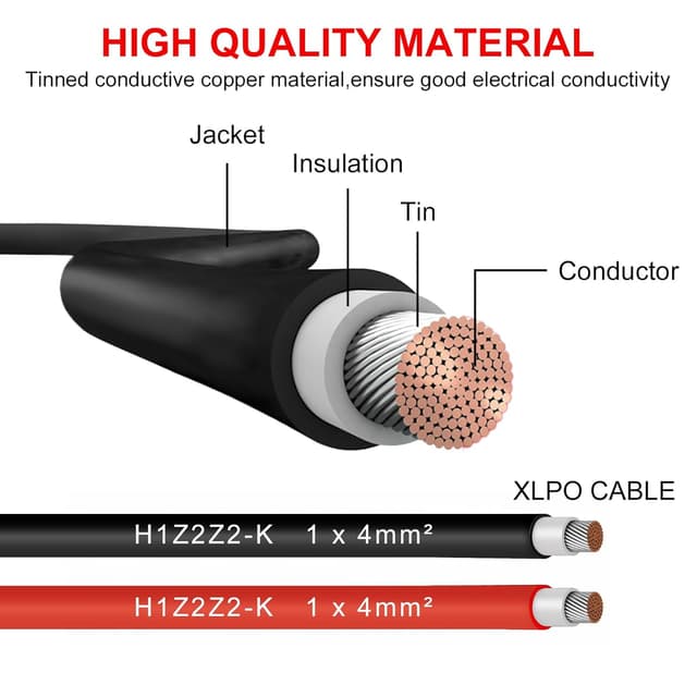 Detalle 2 de IJIAMY Solarkabel 4 mm² 3 m Verlängerung
