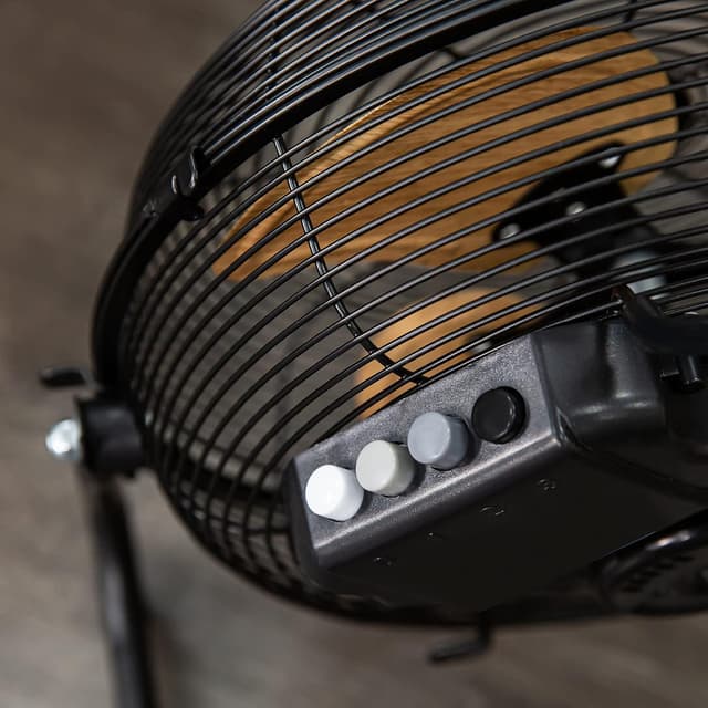 Detalle de Russell Hobbs RHGF1221WDB 12 Inch High Velocity Floor Fan (Wood & Black) with 3 Speeds and Tilt