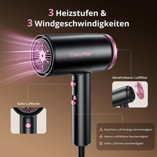 Detalle 2 de CrazyMar Ionen Föhn 1800W Haartrockner