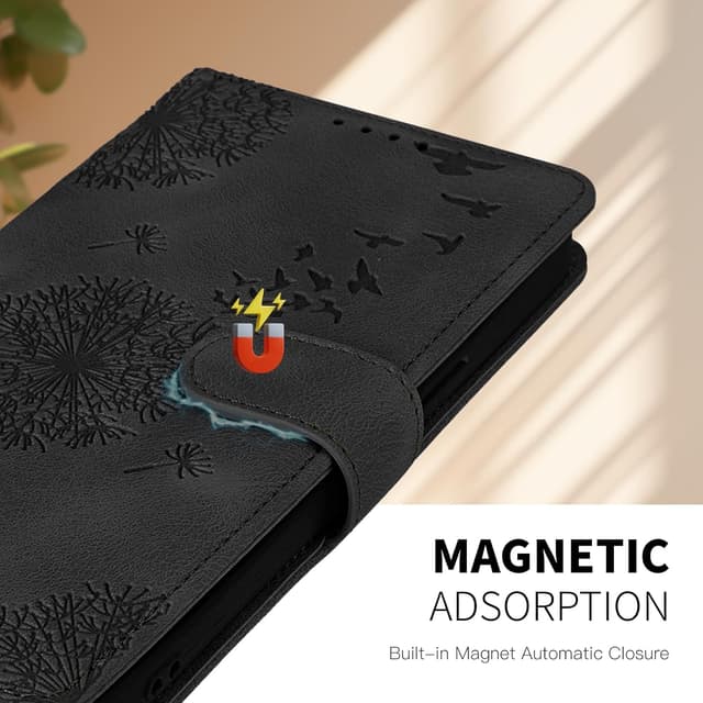 Detalle de Rostsant Handyhülle für iPhone 17 Pro Max 6,9 Zoll Löwenzahn – PU-Leder Flip Case mit Kartenfächern, magnetischem Verschluss und Standfunktion